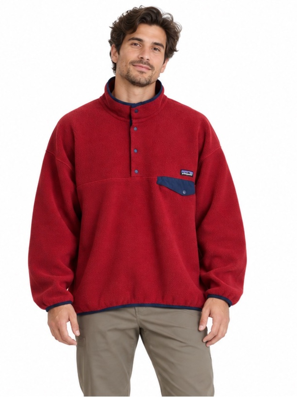 PATAGONIA Synchilla Snap-T Fleece Pullover Red Navy Men’s XXL Gorpcore Après-ski